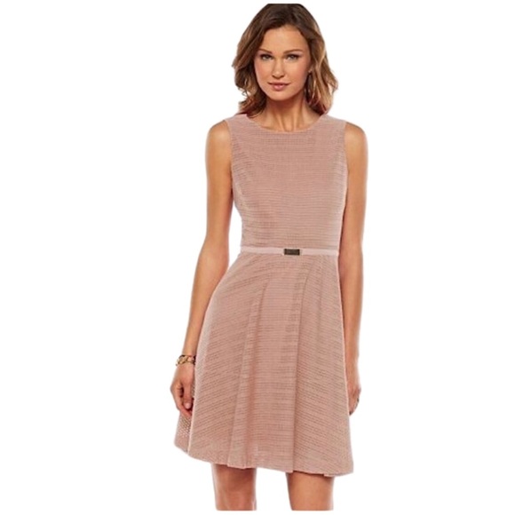 Jennifer Lopez Dresses & Skirts - 🎀😎Jennifer Lopez Pointelle Fit & Flare Dress Womens Dusty Pink, Size 10, Mesh